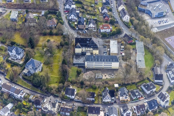 Aerial view, former secondary school Am Häusling, planned GGS Spandauer Schule, Siegen-Lindenberg,