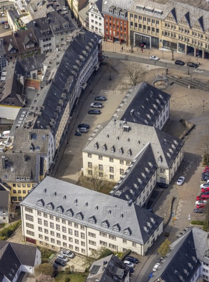Aerial view, old town with town hall, Krämergasse and Kornmarkt, Siegen-Kernband, Siegen,
