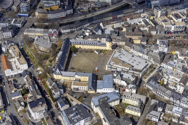 Aerial view, Lower Castle with the University of Siegen, Campus Lower Castle, Siegen-Kernband,