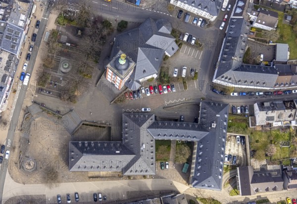 Aerial view, Old Town with Town Hall and St. Nicholas Church, Krämergasse and Kornmarkt,