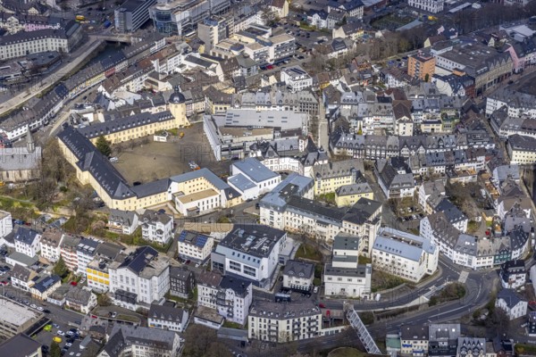 Aerial view, Lower Castle with the University of Siegen, Campus Lower Castle, Siegen-Kernband,