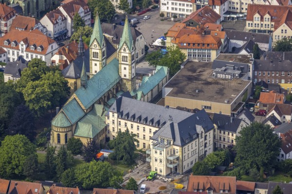 Aerial view, pilgrimage basilica of the Visitation of the Virgin Mary, Werl, Soester Börde, North