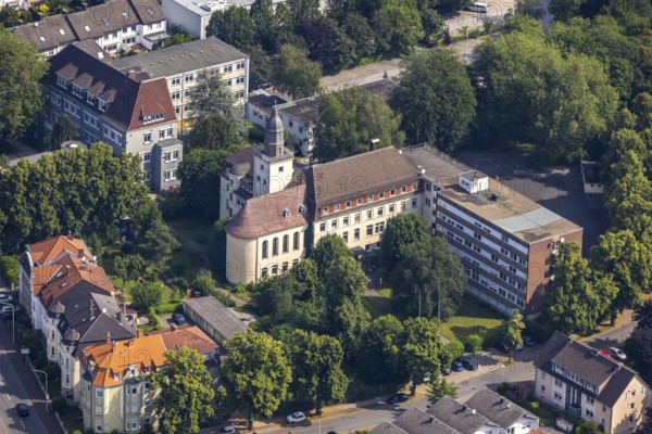 Aerial view, church project St. Jakobus, Werl, Soester Börde, North Rhine-Westphalia, Germany,