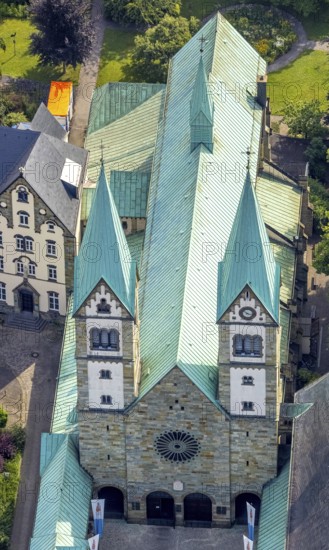Aerial view, pilgrimage basilica of the Visitation of the Virgin Mary, Werl, Soester Börde, North
