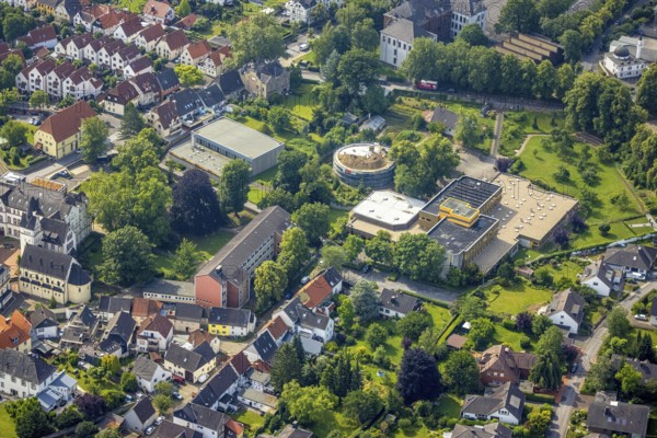Aerial photo, Ursulinengymnasium Werl, construction site Werl Castle, castle ruins of the former