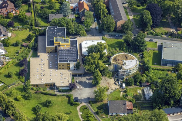 Aerial photo, Ursulinengymnasium Werl, construction site Werl Castle, castle ruins of the former