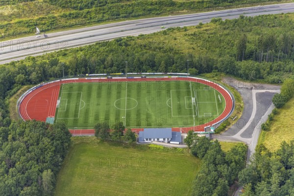 Aerial view, sports ground FSV Gerlingen e.V., Gerlingen, Wenden, Sauerland, North
