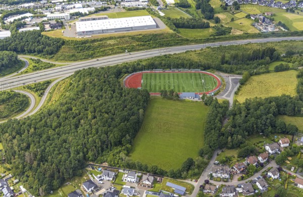 Aerial view, sports ground FSV Gerlingen e.V., Gerlingen, Wenden, Sauerland, North