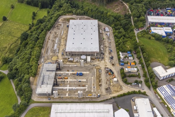 Aerial photo, industrial estate Gerlingen, construction site Eisenstraße, Hillmicke, Wenden,