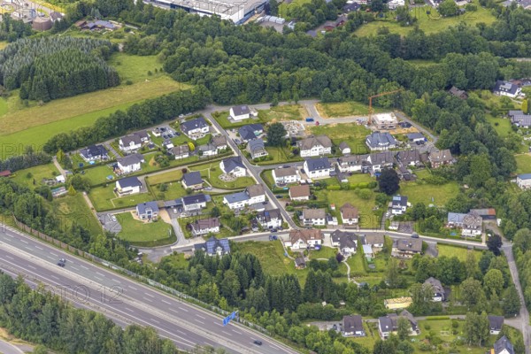 Aerial view, housing estate Auf dem Stein, Gerlingen, Wenden, Sauerland, North Rhine-Westphalia,