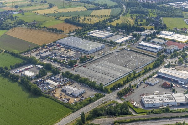 Aerial view, industrial estate Hammer Straße, Brelo Rohstoff Recycling, Kettler Werk Sönnern 1,