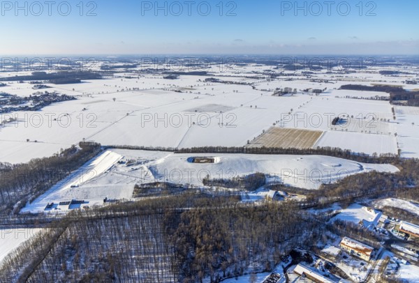 Aerial view, waste management Soest, sewage treatment plant Werl, winter, snow, Werl, Soester