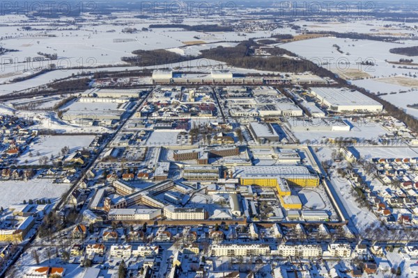 Aerial photo, Werl prison, Werl correctional facility, Werl correctional facility, industrial area,