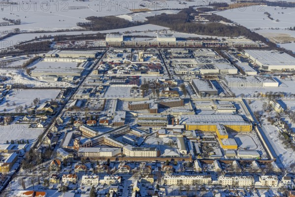 Aerial photo, Werl prison, Werl correctional facility, Werl correctional facility, industrial area,