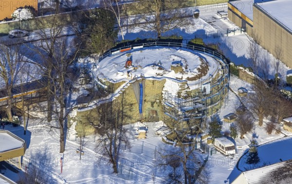 Aerial photo, construction site Werl Castle, castle ruins of the former electoral town castle, at