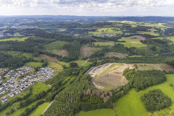Aerial view, Wenden quarry, Schönauer Straße, Wenden, Sauerland, North Rhine-Westphalia, Germany,