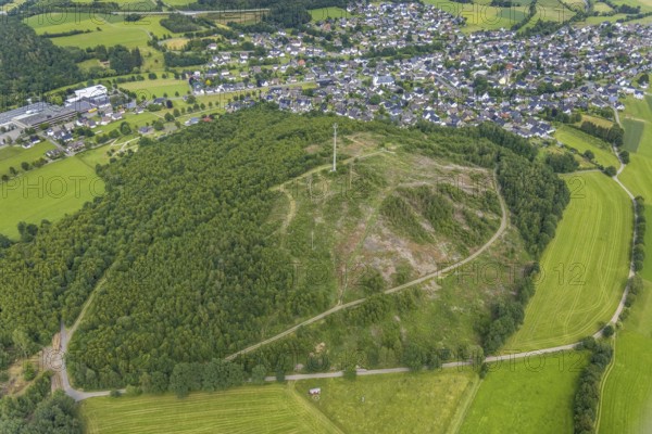 Aerial view, Löhkopf forest area with forest damage, Ottfingen, Wenden, Sauerland, North