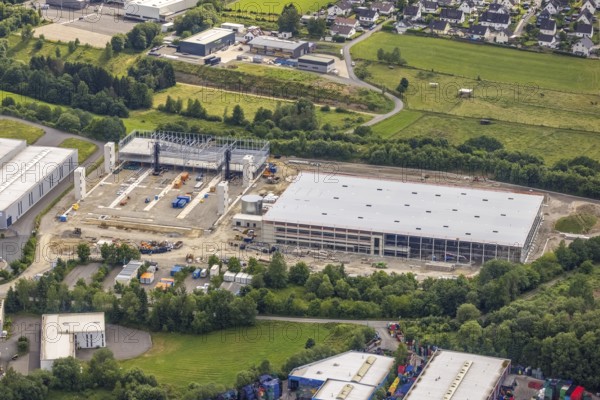 Aerial photo, industrial estate Gerlingen, construction site Eisenstraße, Hillmicke, Wenden,