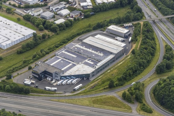 Aerial view, commercial area Hillmicker Straße, Sunflex Aluminiumsysteme, Gerlingen, Hillmicke,