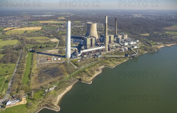 Aerial view, STEAG power plant Voerde, Möllen, Voerde, Ruhr area, Lower Rhine, North