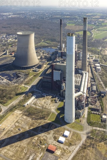 Aerial view, STEAG power plant Voerde, Möllen, Voerde, Ruhr area, Lower Rhine, North
