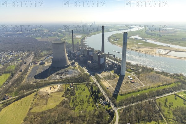 Aerial view, STEAG power plant Voerde, Möllen, Voerde, Ruhr area, Lower Rhine, North