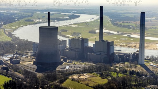 Aerial view, STEAG power plant Voerde, Möllen, Voerde, Ruhr area, Lower Rhine, North