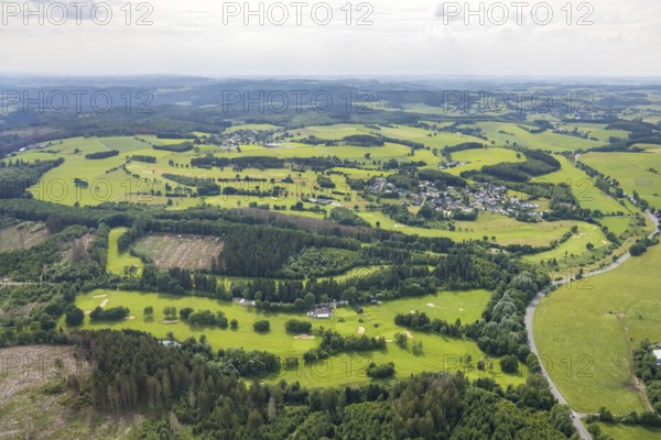 Aerial view, Golfclub Siegen-Olpe, Dörnscheid, Wenden, Sauerland, North Rhine-Westphalia, Germany,