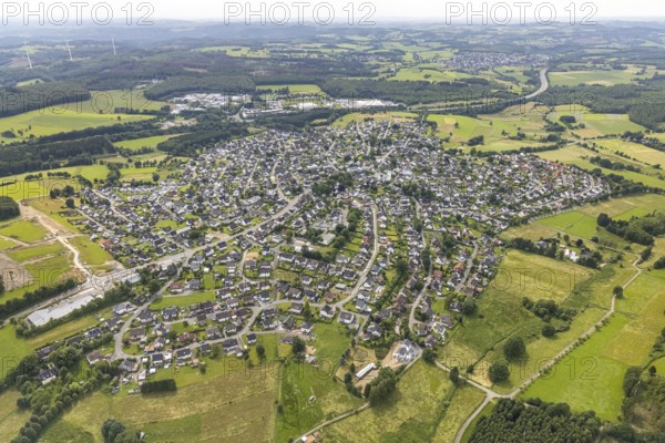 Aerial view, aerial view Hünsborn, Wenden, Sauerland, North Rhine-Westphalia, Germany, DE, Europe,