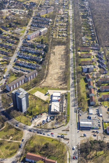 Aerial view, wasteland at Hindenburgstraße, Friedrichsfeld, Voerde, Ruhr area, Lower Rhine, North