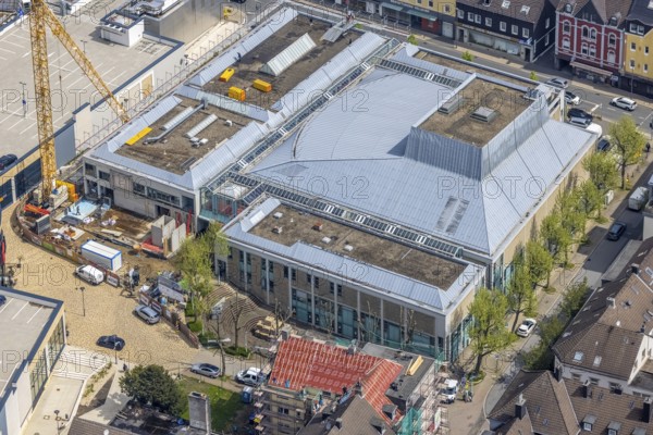 Aerial view, construction site at Forum Niederberg, Kultur- und Veranstaltungsbetrieb Velbert,