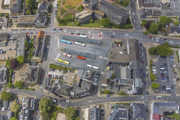 Aerial view, bus station, Velbert, Ruhr area, North Rhine-Westphalia, Germany, DE, Europe, aerial