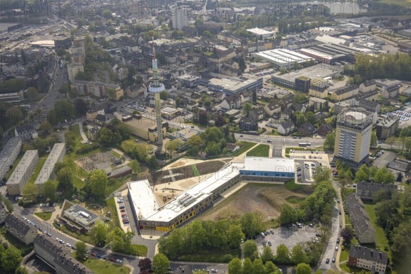 Aerial photo, primary school Kastanienallee, telecommunications tower Velbert, BKS high-rise