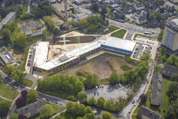 Aerial photo, Kastanienallee primary school, Velbert, Ruhr area, North Rhine-Westphalia, Germany,