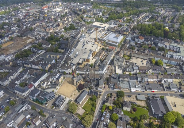 Aerial view, construction site at Forum Niederberg, cultural and event centre, StadtGalerie