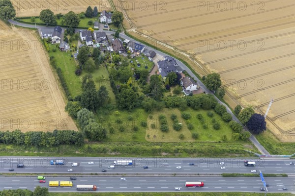 Aerial view, housing estate Massener Heide on the A1 motorway, Maßen, Unna, Ruhr area, North