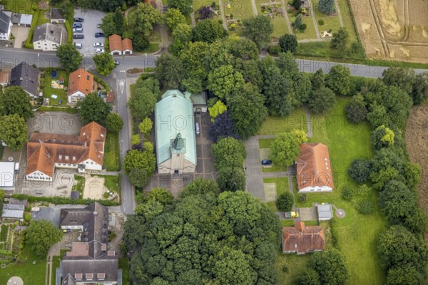 Aerial view, Catholic Church of St. Peter and Paul, Hemmerde, Unna, Ruhr area, North