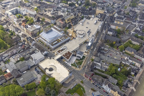 Aerial view, construction site at Forum Niederberg, cultural and event centre, StadtGalerie