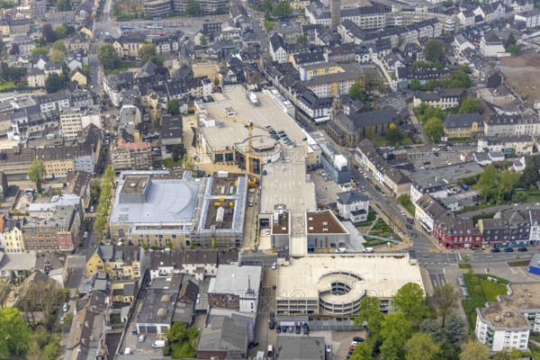 Aerial view, construction site at Forum Niederberg, cultural and event centre, StadtGalerie