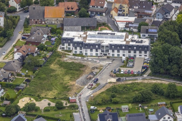 Aerial view, construction site at the nursing home complex Haus am Hellweg, Hemmerde, Unna, Ruhr
