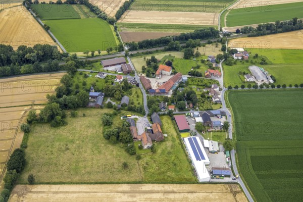 Aerial view, architectural monument, Haus Westhemmerde, farm, Westhemmerde, Unna, Ruhr area, North