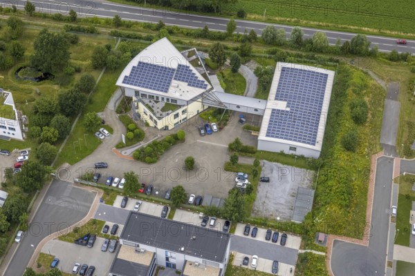 Aerial view, company building PVS / Westfalen-Süd rkV medical billing, Ülzen, Unna, Ruhr area,