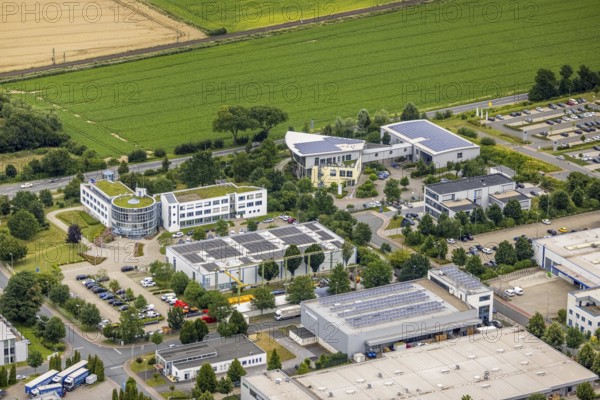 Aerial view, company building PVS / Westfalen-Süd rkV medical billing, Stadtwerke Unna, Ülzen,