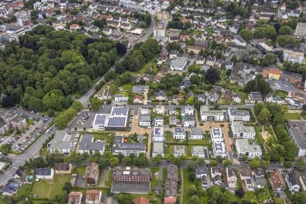 Aerial view, multi-generation housing estate Sybil-Westendorp-Straße and Alter Westfriedhof, Unna,