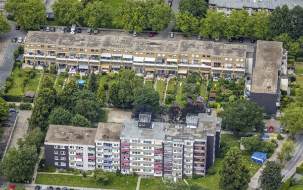 Aerial view, residential buildings in need of renovation Stuttgarter Straße, Königsborn, Unna, Ruhr