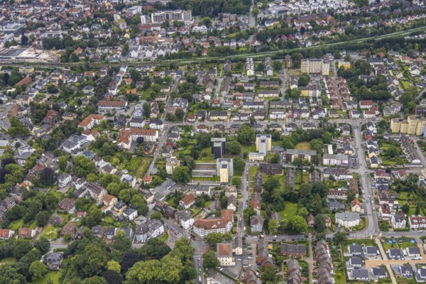 Aerial view, Wonhsiedlung Hansastraße, Glückaufstraße, Unna, Ruhr area, North Rhine-Westphalia,