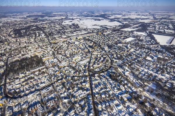 Aerial view, city centre, city, old town, Wallring, Unna, Ruhr area, North Rhine-Westphalia,