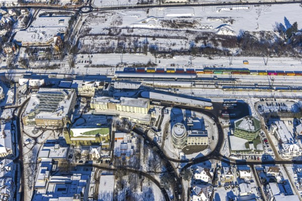 Aerial view, Unna railway station, Viktoriastrasse development area for office building, St.