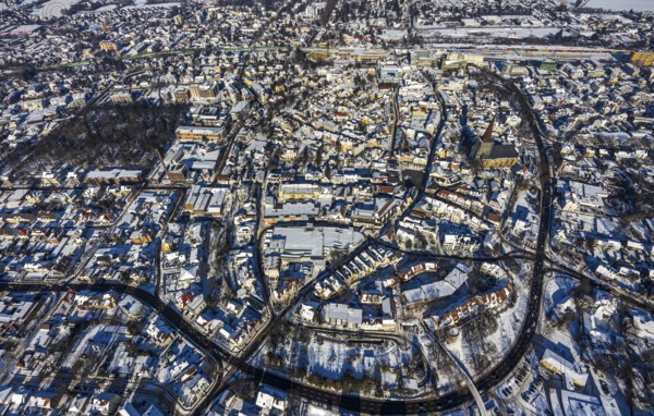 Aerial view, city centre, city, old town, Wallring, Unna, Ruhr area, North Rhine-Westphalia,
