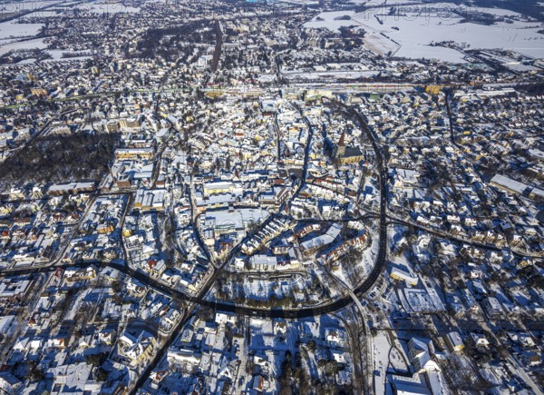 Aerial view, city centre, city, old town, Wallring, Unna, Ruhr area, North Rhine-Westphalia,